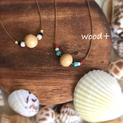 【金属アレルギー対応】ネックレス wood+turquoise.mono 1枚目の画像