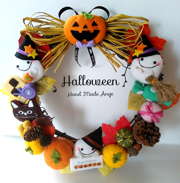 ハロウィン☆Happy Halloween リース リース Hand Made Ange 通販  