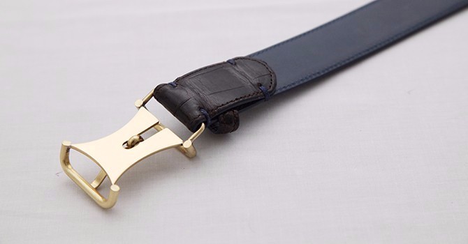 メンズクロコダイルベルト（茶）（W36（ウエストサイズ91.5cm））