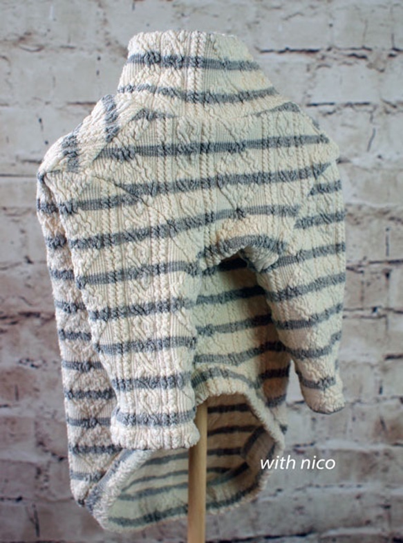 アラン編みニットの長袖Tシャツ【アイボリー×グレー】サイズ01,02 3枚目の画像
