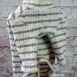 アラン編みニットの長袖Tシャツ【アイボリー×グレー】サイズ03,04,05 3枚目の画像