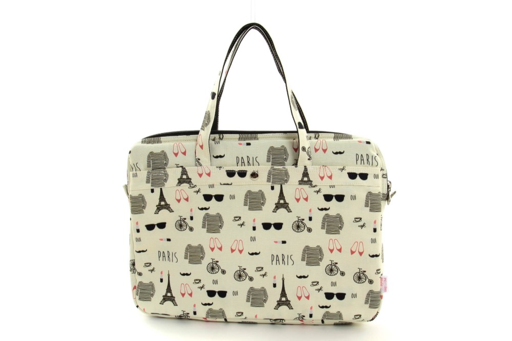 大人可愛いパソコンバッグ（パリとファッション）13.3インチ A4収納 両側収納 パリジェンヌ PCバッグ レディース