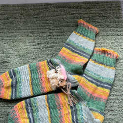 手編みの靴下　ジャングルクルーズ 1枚目の画像