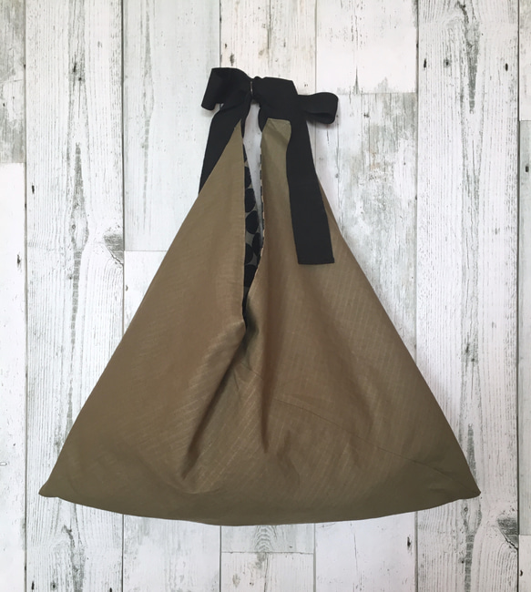 刺繍❇︎トートバッグ♦︎あづま袋 あずま袋♦︎リバーシブル さんかくバッグ 4枚目の画像
