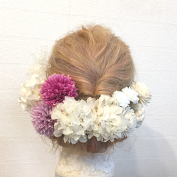 ピンポンマムのヘッドドレス ウエディング 成人式 髪飾り ヘアアクセサリー 2枚目の画像