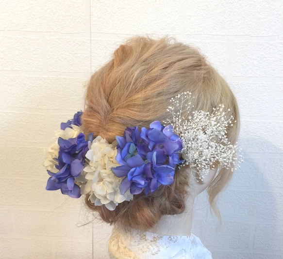 紫陽花の髪飾り   ヘッドドレス 髪飾り 和装 洋装 ウェディング 成人式 卒業式 2枚目の画像