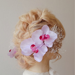 ❁ 胡蝶蘭のヘッドドレス ❁ ヘッドドレス 髪飾り　ブライダル　ウェディング　成人式ヘア 3枚目の画像