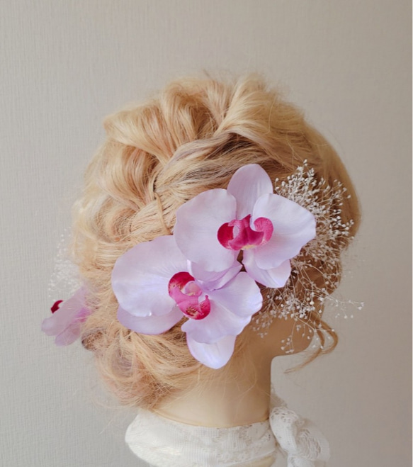 ❁ 胡蝶蘭のヘッドドレス ❁ ヘッドドレス 髪飾り　ブライダル　ウェディング　成人式ヘア 3枚目の画像
