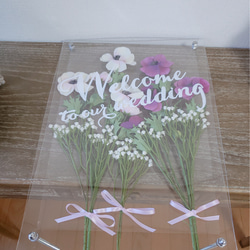 名前入れ A3 サイズ♪ アネモネ ウェルカムボード ♪ボタニカル ブーケ インテリア フラワーアート 2枚目の画像