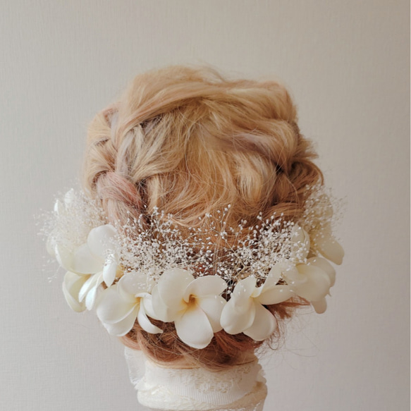 新作 プルメリア ヘッドドレス 髪飾り ヘアアクセ 成人式 結婚式