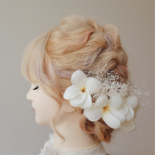 新作 プルメリア ヘッドドレス 髪飾り ヘアアクセ 成人式 結婚式