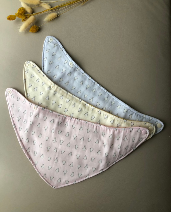 【棉柔八層紗三角巾】企鵝寶寶排排隊-嬰兒寶貝純棉三角巾、口水巾 第5張的照片