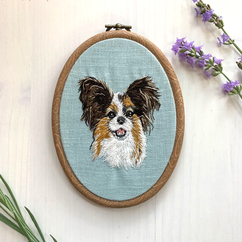 愛するペット刺繍肖像タペストリー オーダーメイド作品