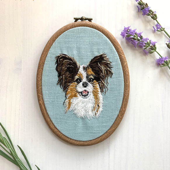 愛するペット刺繍肖像タペストリー オーダーメイド作品