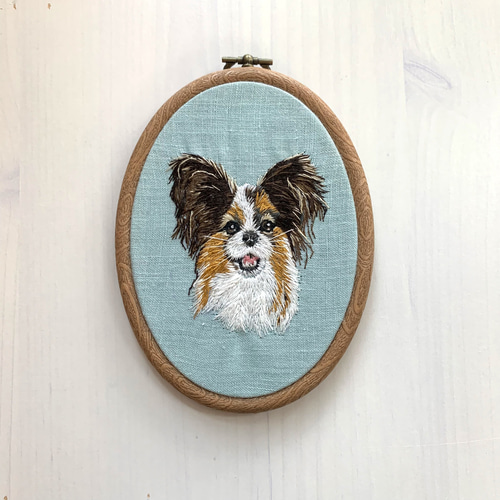 愛するペット刺繍肖像タペストリー オーダーメイド作品