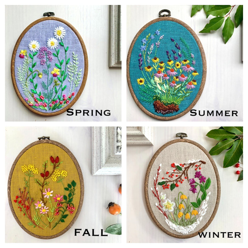 新規購入 受注製作》お部屋に秋が来た Autumn has come 刺繍タペストリー 絵画