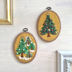 再販《creema限定》Christmas snow forest 刺繍タペストリー big 受注製作 3枚目の画像