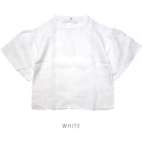 vent blanc ヴァンブラン リネン バックフリル ブラウス トップスカットソー 半袖 白 リネン バックフリル ブラウス リネン100％ 麻 半袖 Vent Blanc