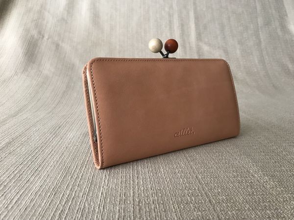 『木の温もり♪木玉の口金ロング財布』＜oeillet（ｳｲｴ）＞pink/10026-31