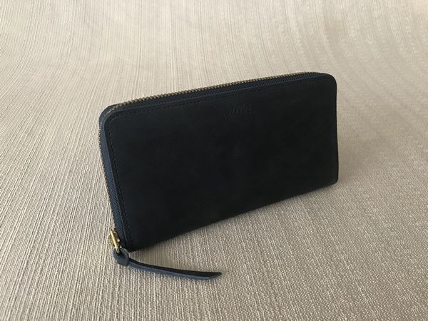 『しっとり極細起毛♪ﾗｳﾝﾄﾞﾌｧｽﾅｰ財布』＜oeillet（ｳｲｴ）＞navyblue/10014-72