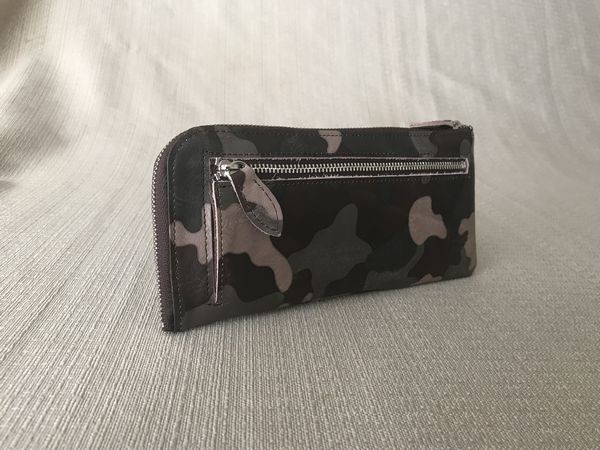 『迷彩＆ﾋﾞﾝﾃｰｼﾞ加工！ｽﾘﾑL型ﾛﾝｸﾞ財布』＜oeillet（ｳｲｴ）＞pink/10016-31