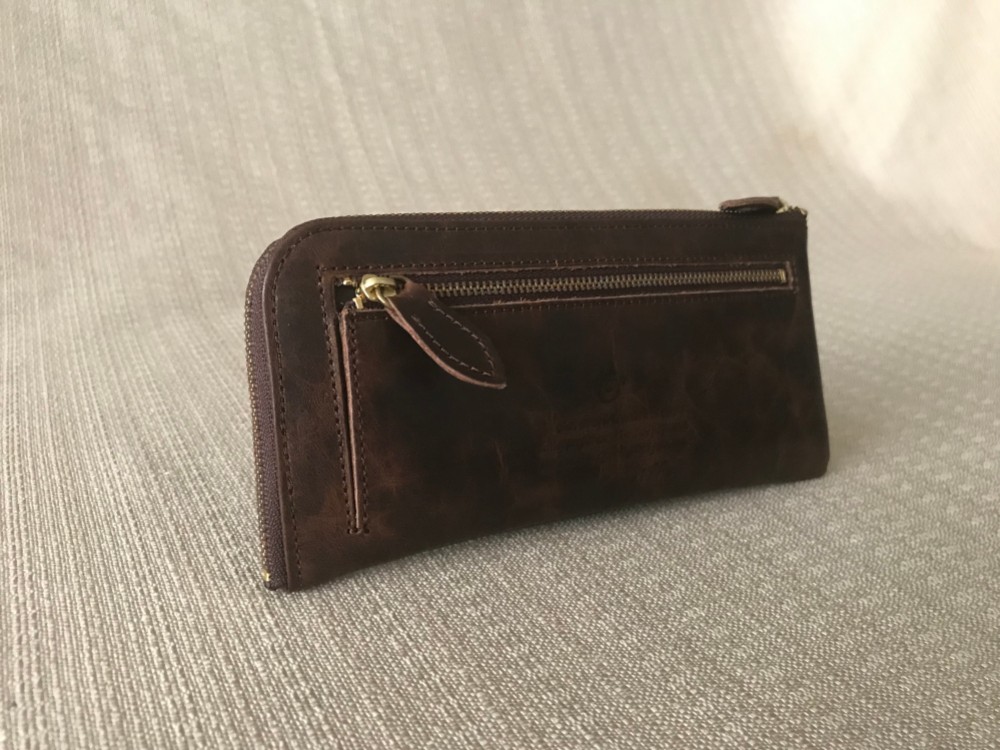 『自然にやさしい植物ﾀﾝﾆﾝなめし革♪L型ﾛﾝｸﾞ財布』＜oeillet（ｳｲｴ）＞choco/10061-35