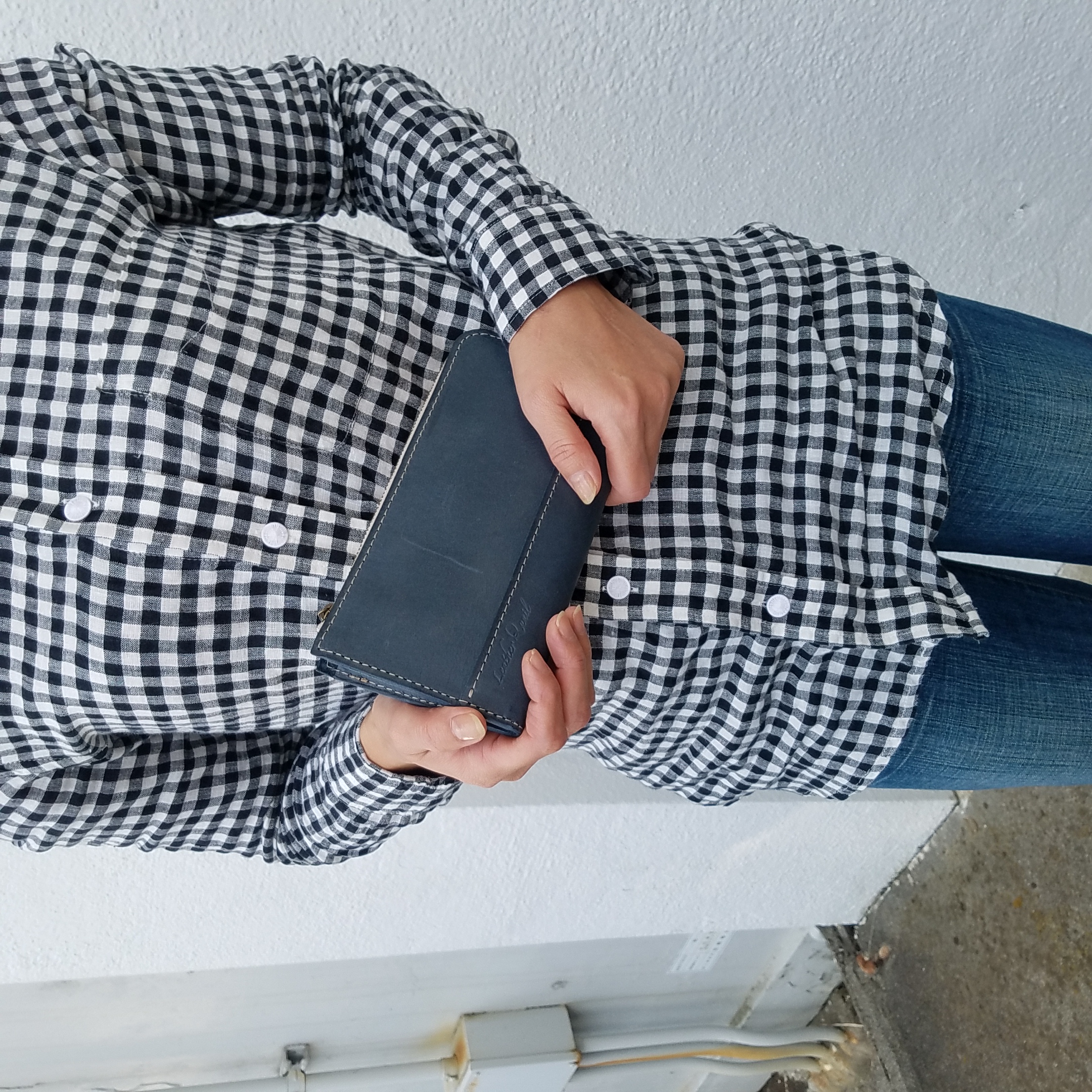 長財布・青　Ｌ字ファスナー