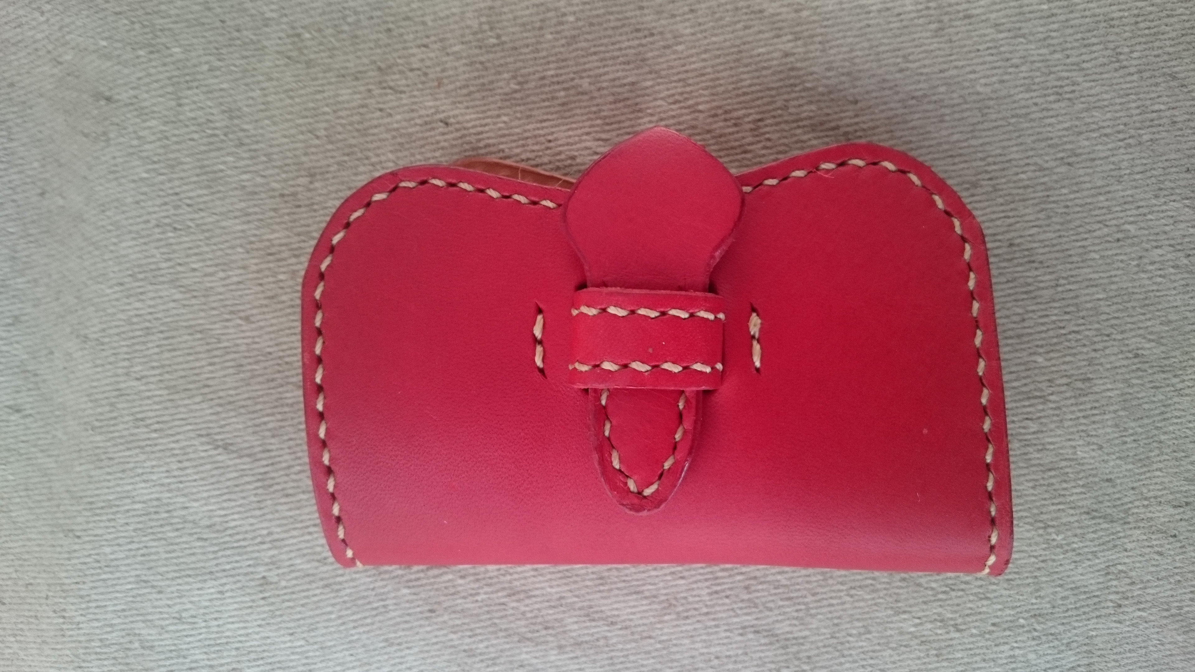 本革キーケース 手縫い 赤