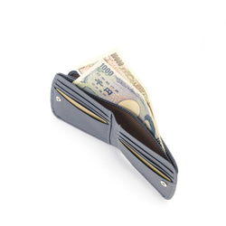 【刻印可】小銭が取り出しやすい　 外ボックス小銭入れ付き二つ折り財布　ネイビー　MH0373 4枚目の画像