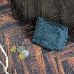 【刻印可】小銭が取り出しやすい　 外ボックス小銭入れ付き二つ折り財布　ネイビー　MI0102 2枚目の画像