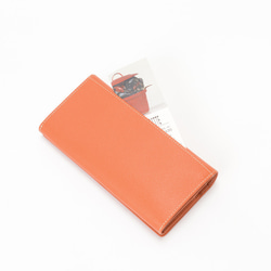 【刻印可】 浅い小銭入れで取り出しやすい！傷にも強い、軽めの長財布　オレンジ　エンボス MH0376 5枚目の画像