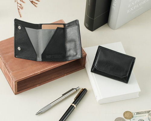 刻印可】カードが重ねて10枚入る、最小クラス三つ折りミニ財布