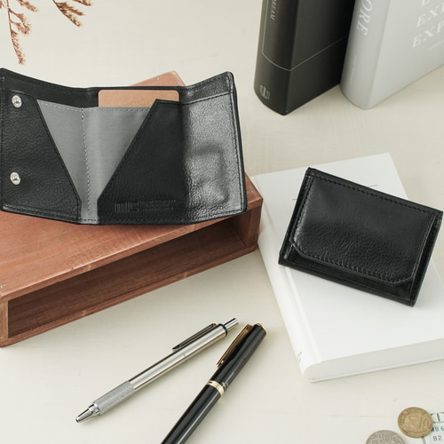 刻印可】カードが重ねて10枚入る、最小クラス三つ折りミニ財布