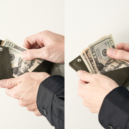 刻印可】カードが重ねて10枚入る、最小クラス三つ折りミニ財布 ヴァ