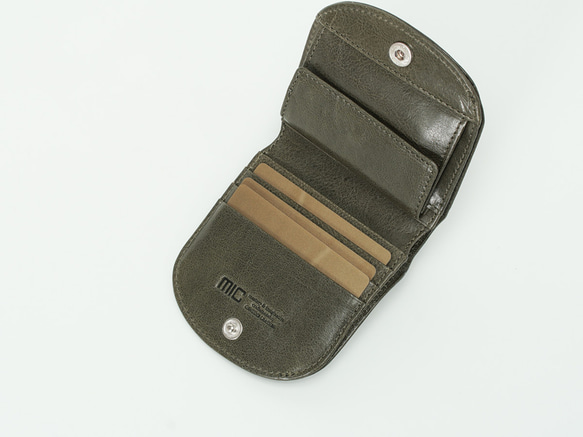 【刻印可】小さく、薄い、お尻ポケットに収めやすい　ミニヒップポケット革財布　ブラック　ヴァケッタルクス　MH1456 3枚目の画像