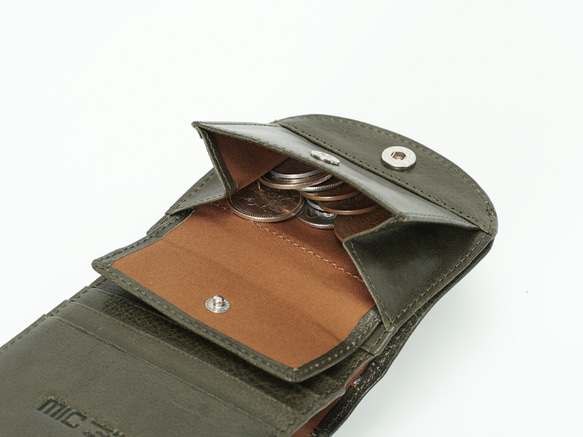 【刻印可】小さく、薄い、お尻ポケットに収めやすい　ミニヒップポケット革財布　ブラック　ヴァケッタルクス　MH1456 6枚目の画像