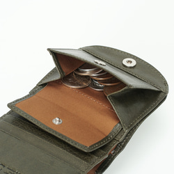 【刻印可】小さく、薄い、お尻ポケットに収めやすい　ミニヒップポケット革財布　グリーン　ヴァケッタルクス　MH1456 6枚目の画像