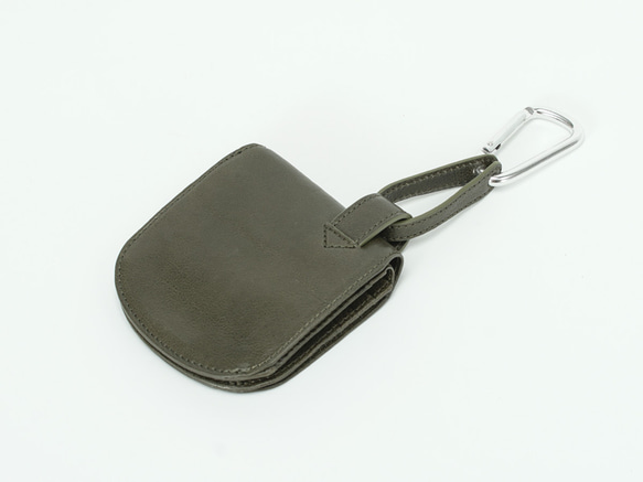【刻印可】小さく、薄い、お尻ポケットに収めやすい　ミニヒップポケット革財布　グリーン　ヴァケッタルクス　MH1456 7枚目の画像