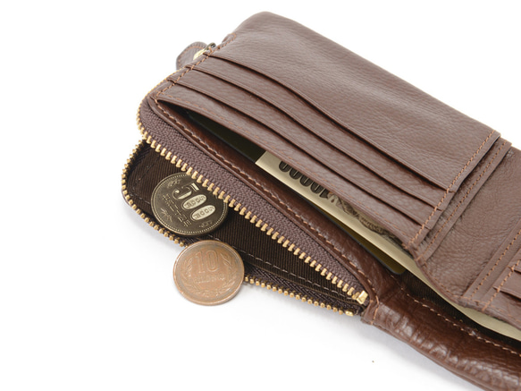 【刻印可】 カード収納12枚　 L字ファスナー二つ折り財布　ブレターニャヴァケッタ　MH1212 牛脂 お任せ