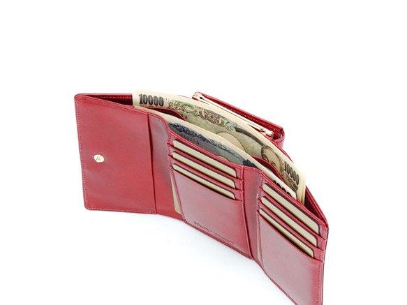 【刻印可】ミドルサイズで使いやすい！　がま口三つ折り財布　アリアナ　MI0057 お任せ