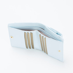 【刻印可】 コンパクトで見やすいボックス型小銭入れ付き二つ折り財布　スカイブルー　パーム　 MH1335 4枚目の画像