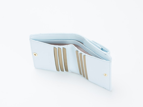 【刻印可】 コンパクトで見やすいボックス型小銭入れ付き二つ折り財布　スカイブルー　パーム　 MH1335 4枚目の画像