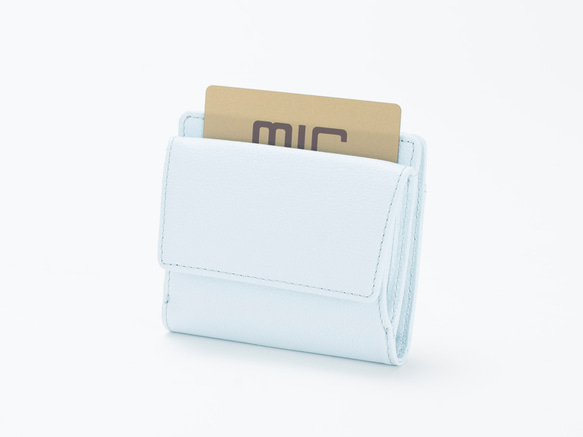 【刻印可】 コンパクトで見やすいボックス型小銭入れ付き二つ折り財布　スカイブルー　パーム　 MH1335 5枚目の画像