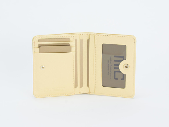 【刻印可】 カードが11枚も収納できる二つ折りミニ財布　ピンク　パーム　 MH1333 2枚目の画像