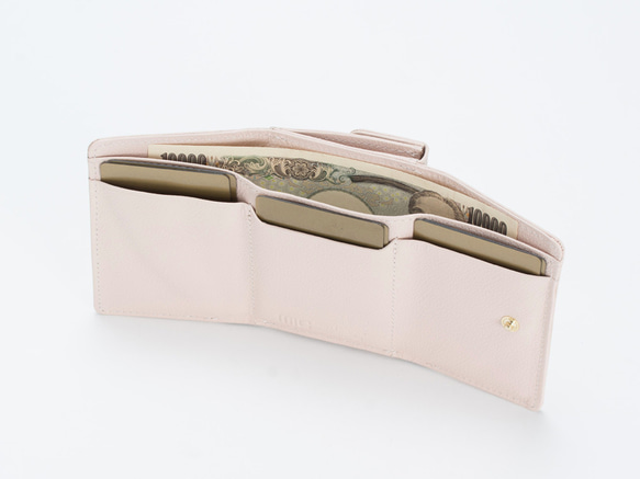 ＜完売＞【刻印可】 手のひらサイズの三つ折りミニ財布　スカイブルー　パーム　 MH1334 3枚目の画像