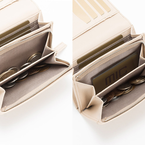 刻印可】シープレザーを使用したメッシュ仕立てのミドルウォレット