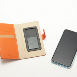 【刻印可】iPhoneXまで対応　スライド式手帳型スマートフォンケース小　オレンジ　エンボス　MH1311 2枚目の画像