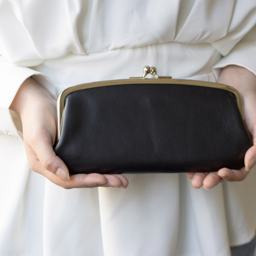 フモフモ がま口お財布 3日以内発送】中も外もがま口で開けやすい！ 親子がま口長財布