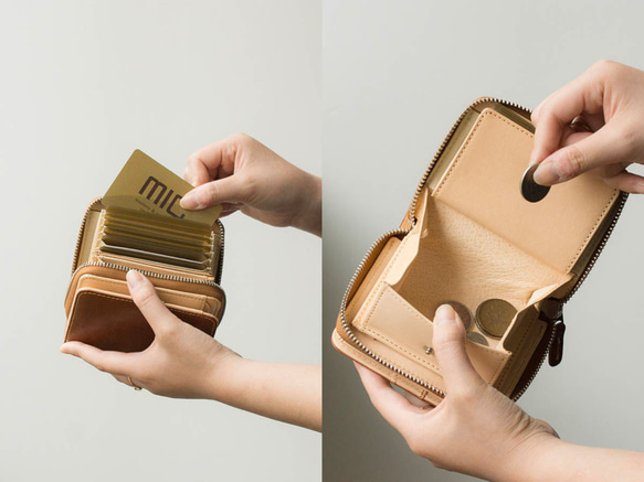 【刻印可】アンティーク調の風合いが特徴の大容量二つ折り財布！　ミニマルチウォレット　バグッダ　MH1403 お任せ