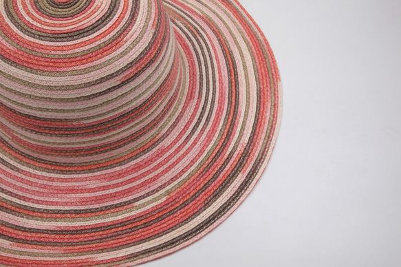 【紙布ホーム】ヨーロピアンスタイルウェーブハット（マゼンタ多色染め）紙糸織り 1枚目の画像